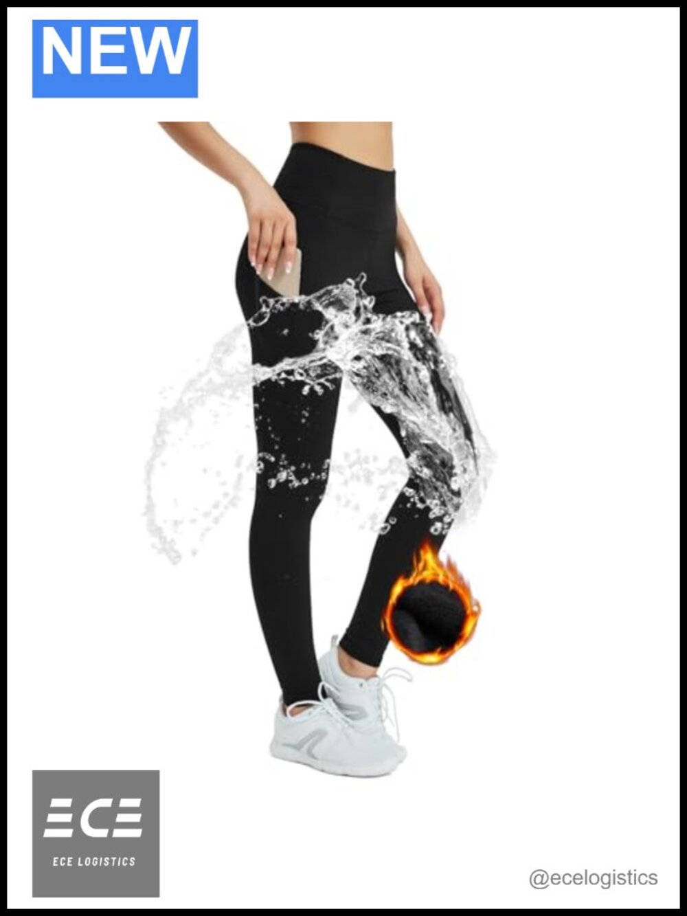 Fleece Lined Leggings Water Resistant Thermal Yoga Pants Pockets